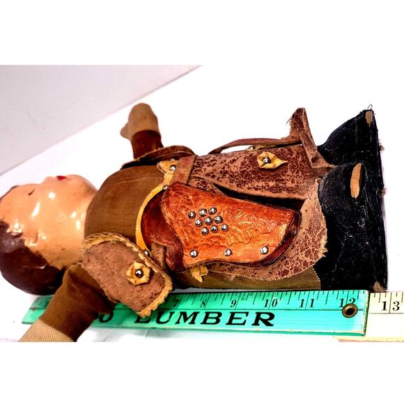 13" 1920s Antique Composition Head Sweet Cowboy Toddler Baby Boy - Picture 12 of 12